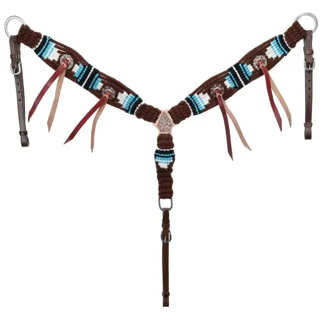 Teal Hollow Mohair One Ear Headstall and Breastcollar Set - Pony Size