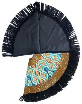 Cowhide Leather Christmas Tree Skirt - Acid Wash/southwest Inlay