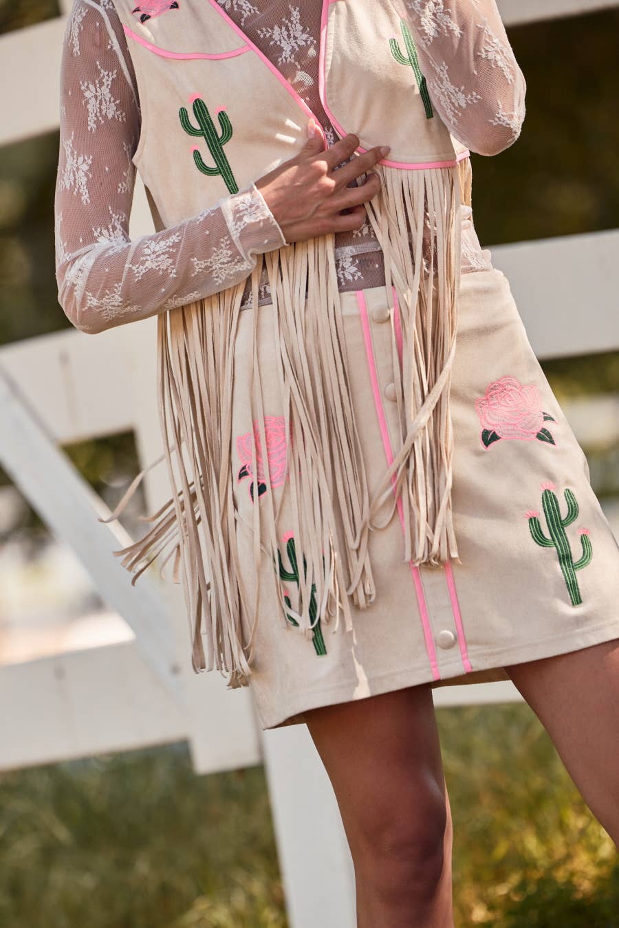Desert Bloom Suede Mini Skirt