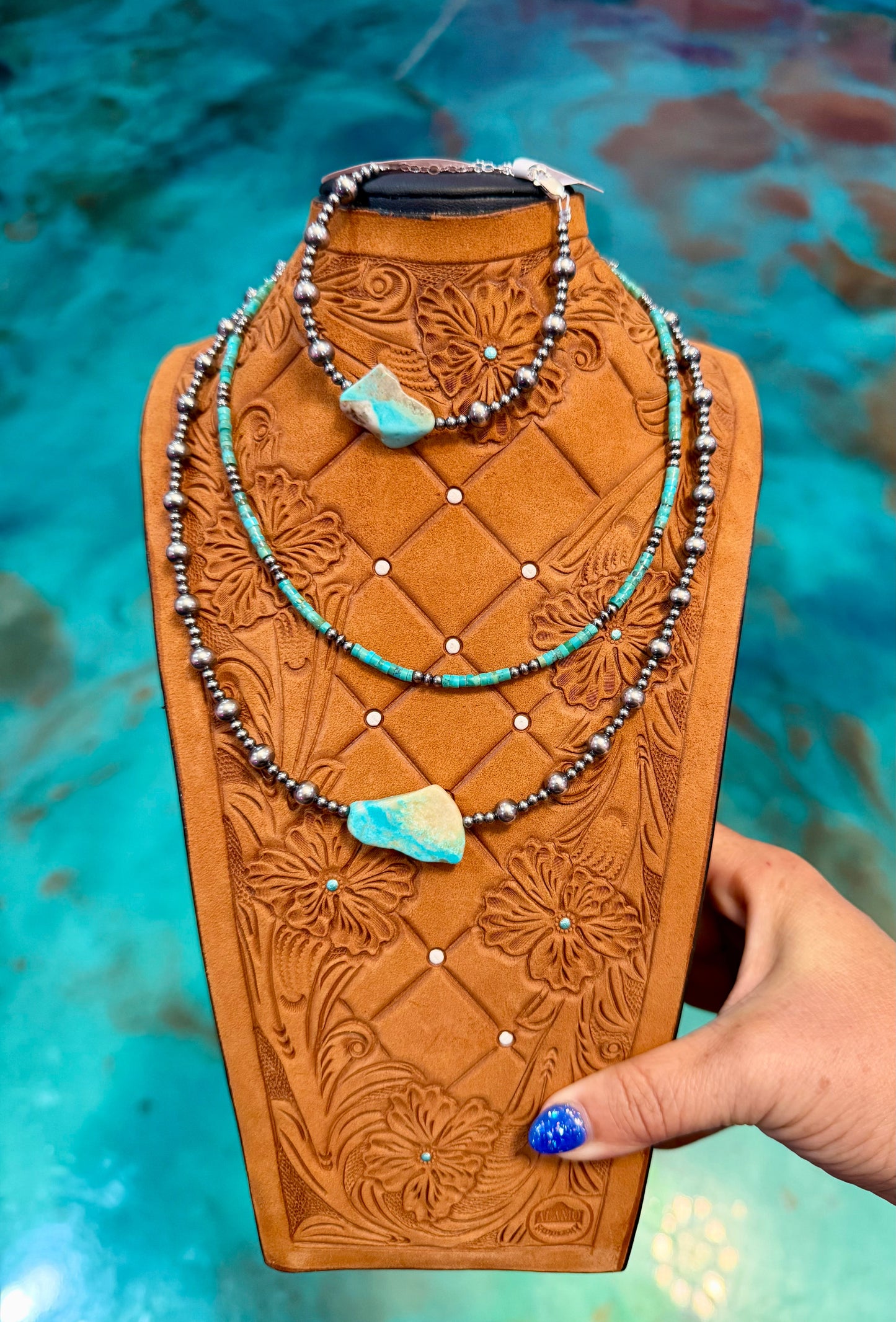 Jaci Flat Turquoise & Sterling Silver Pearl Jewelry — Pick Your Favorite