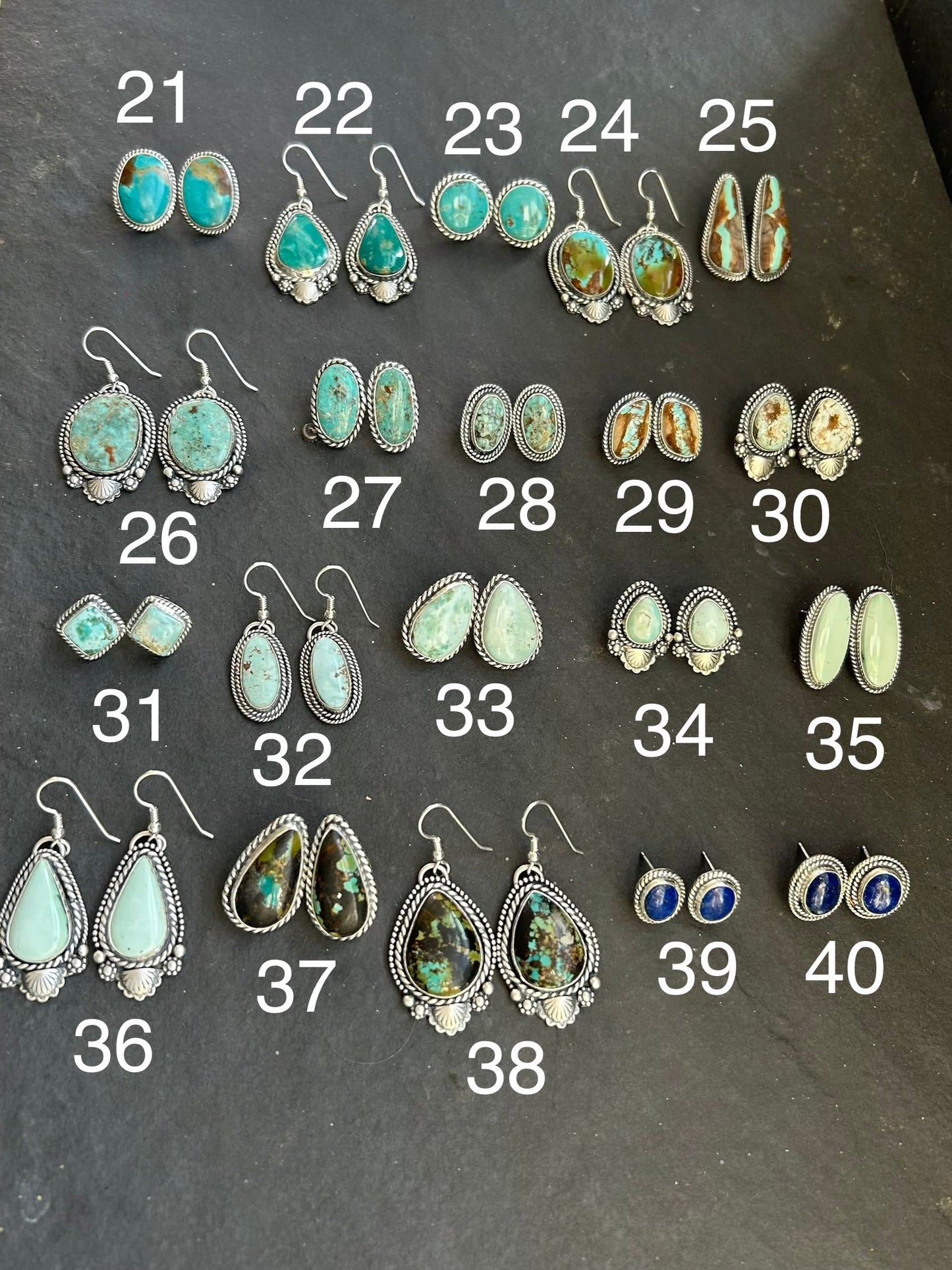 33 - Sterling Silver Dry Creek Turquoise Stud Earrings by Jason Ogg