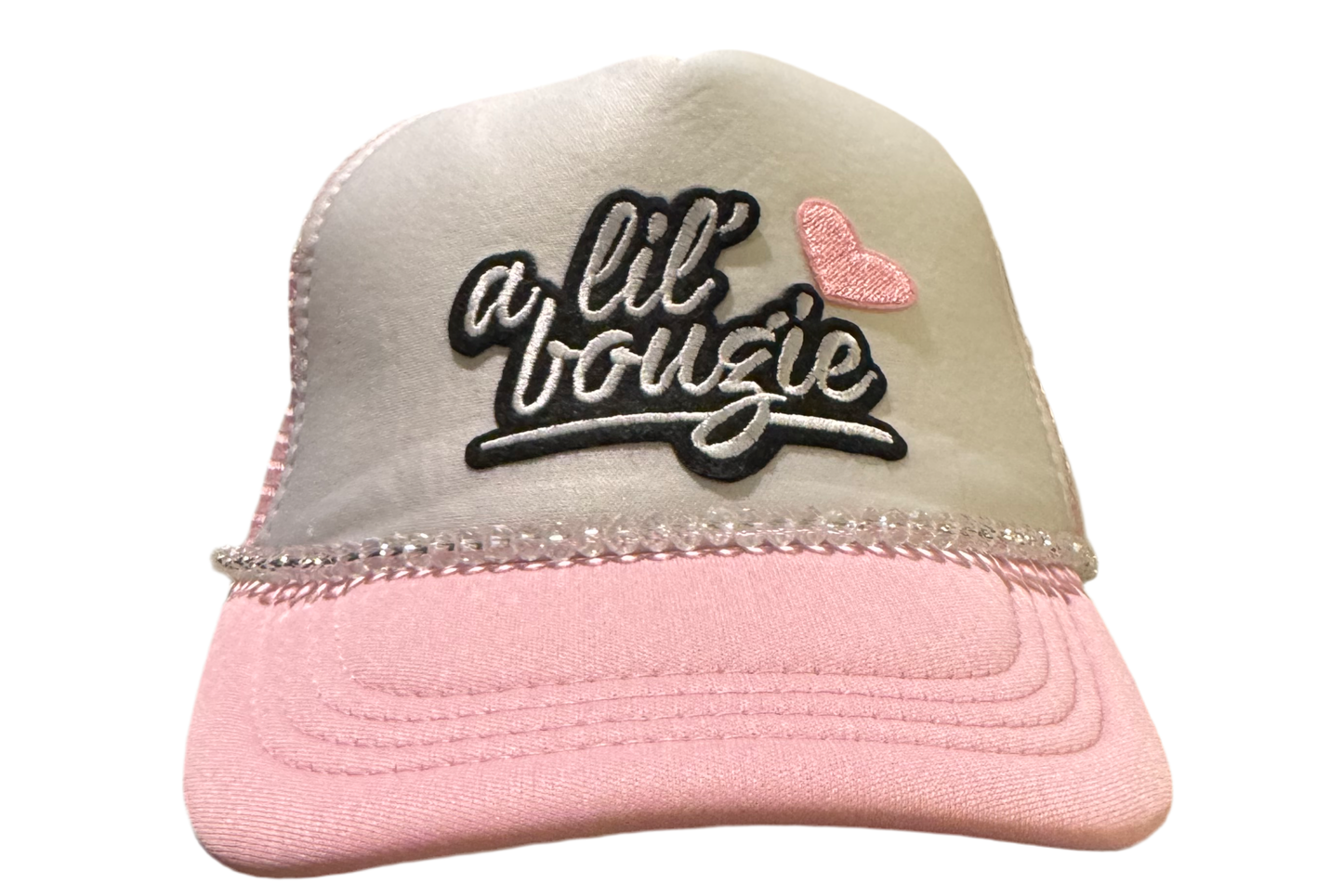 A 'lil Bougie Girls Foam Trucker Hat w/ Crystal Chain