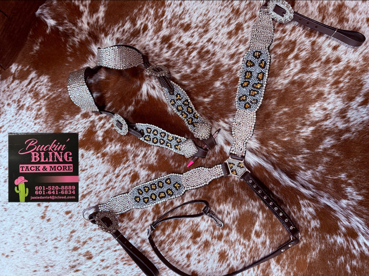 Iced out Cheetah Tack Set