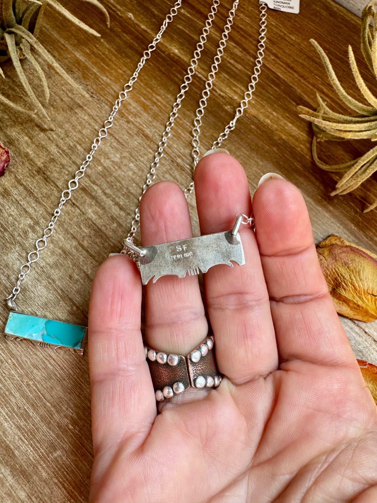 20-InchSterling Silver & Kingman Bar Turquoise Necklace –