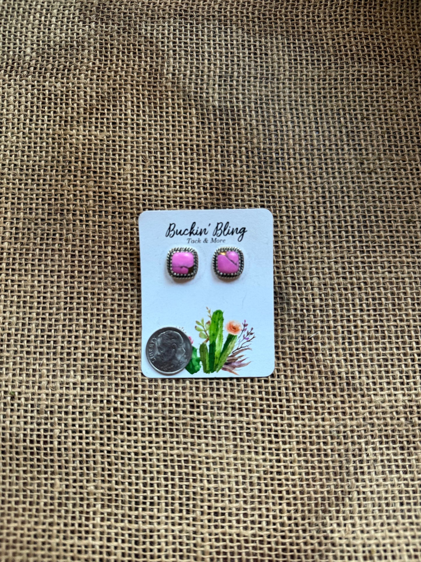 Genuine Pink Cotton Candy Turquoise Earrings with Sterling Silver