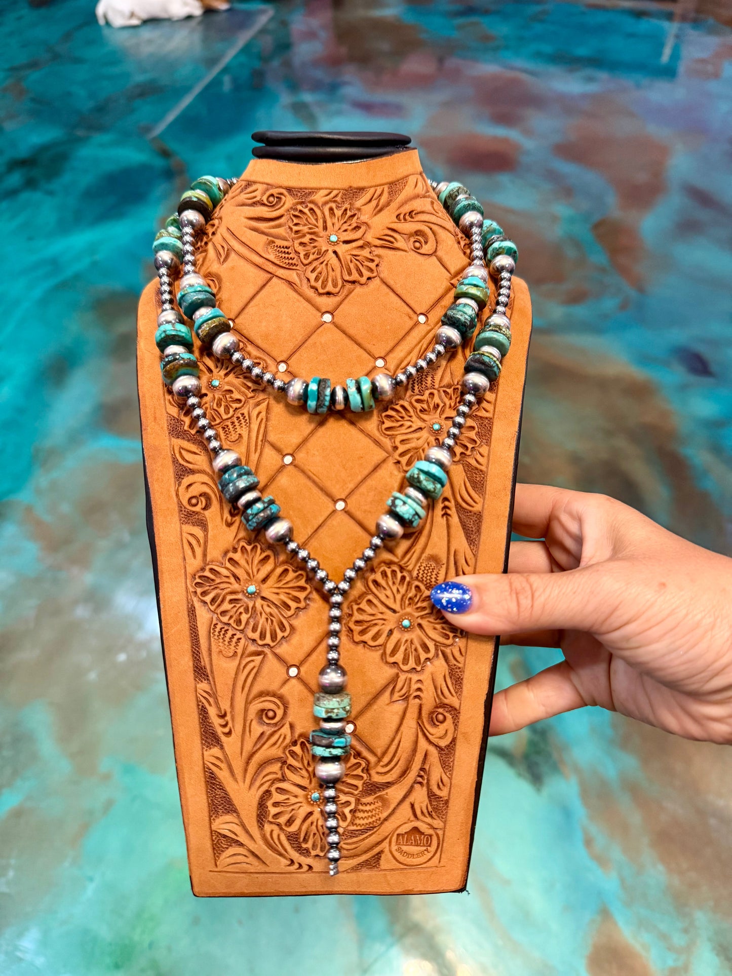 The Jaci Collection – Two-Piece Bright Blue-Green Turquoise Necklace Set