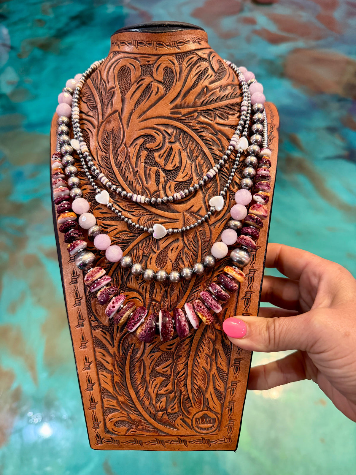 Purple Wampum, Pearl & Spiny Oyster 4-Piece Necklace Stack