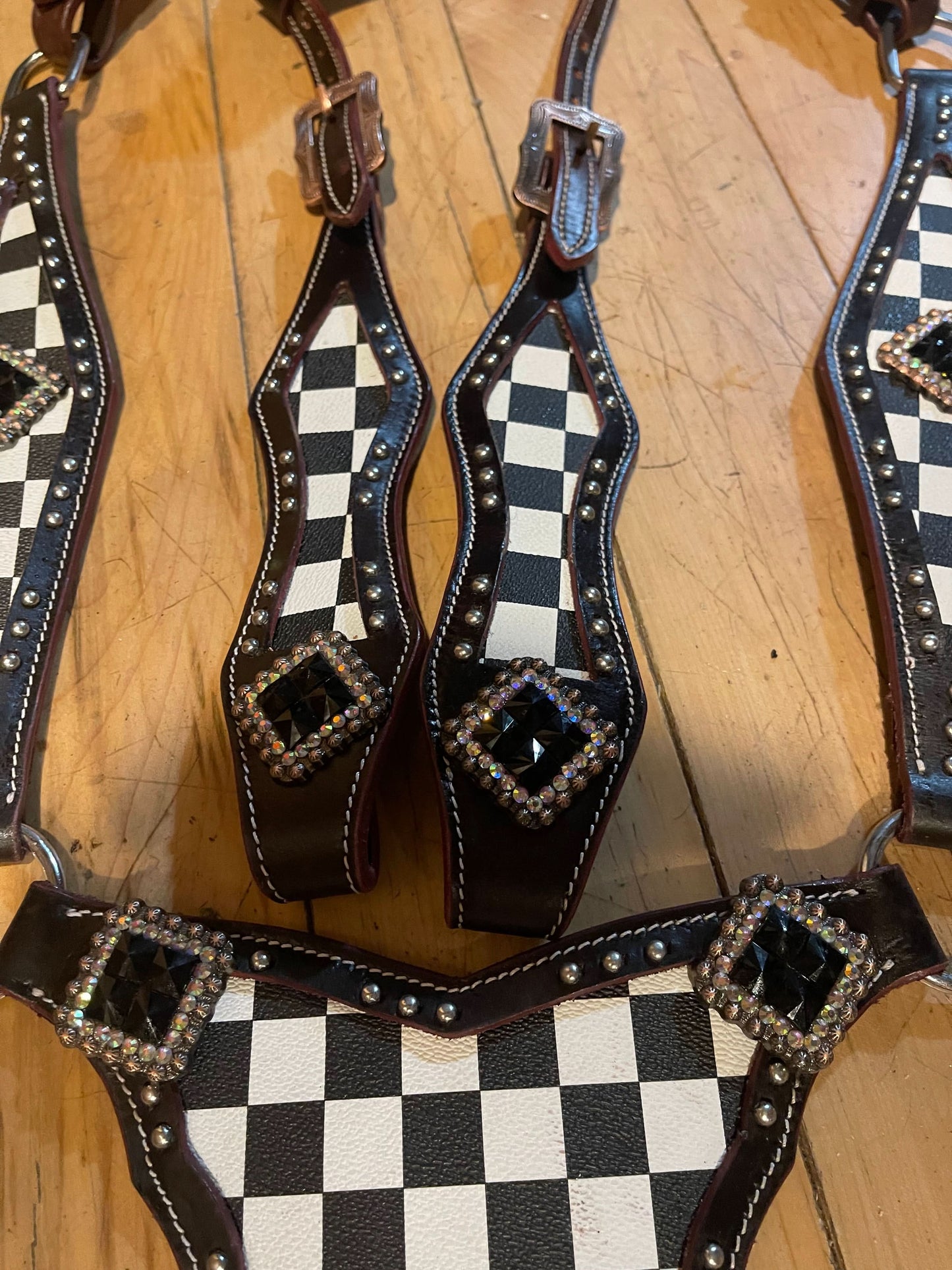 Made to Order Western Tack Set - Black & White Checkered, Gladiator (BHT052)