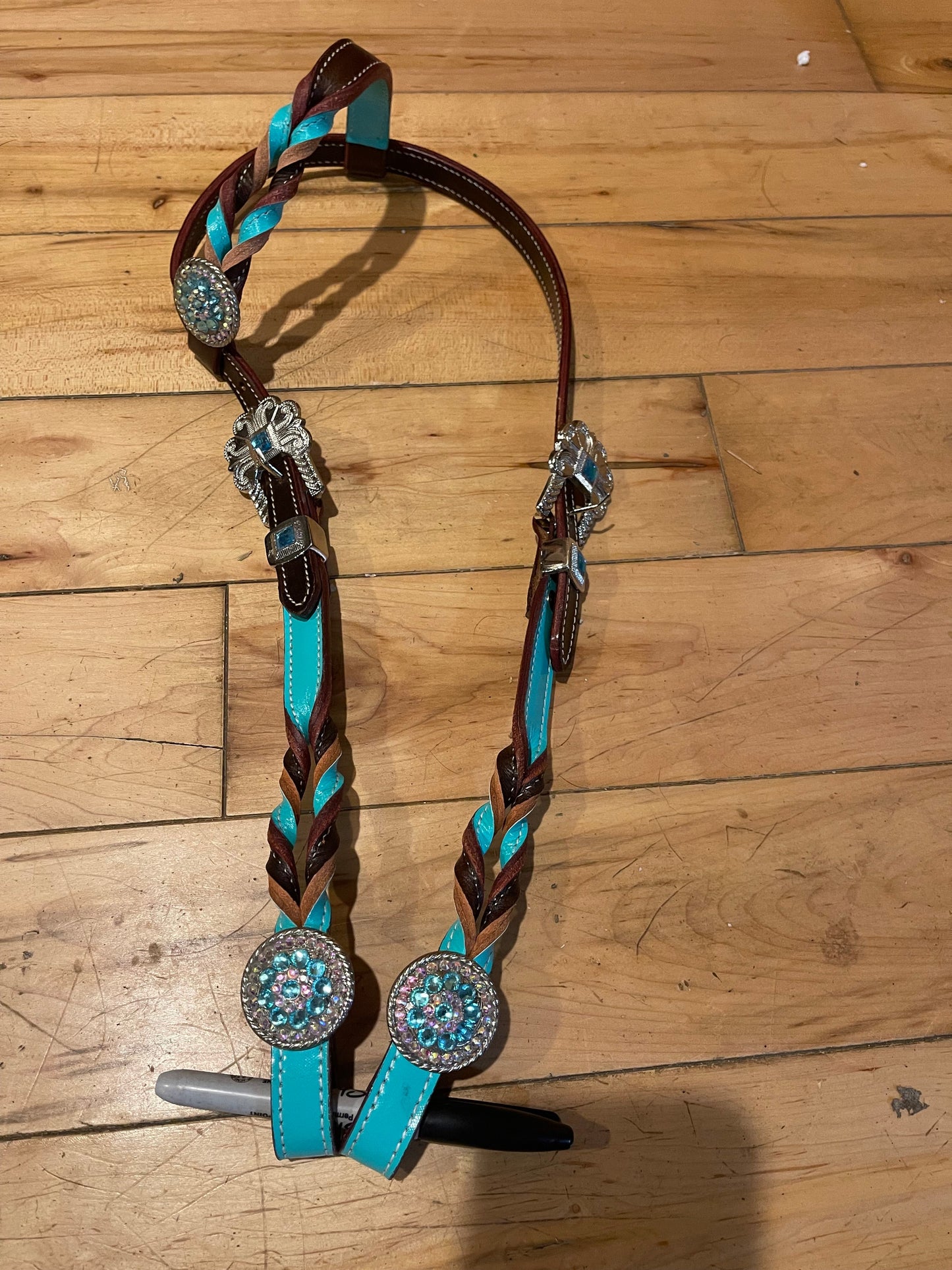 Western Tack Set - Turquoise Braided, Ring Style (BHT016)