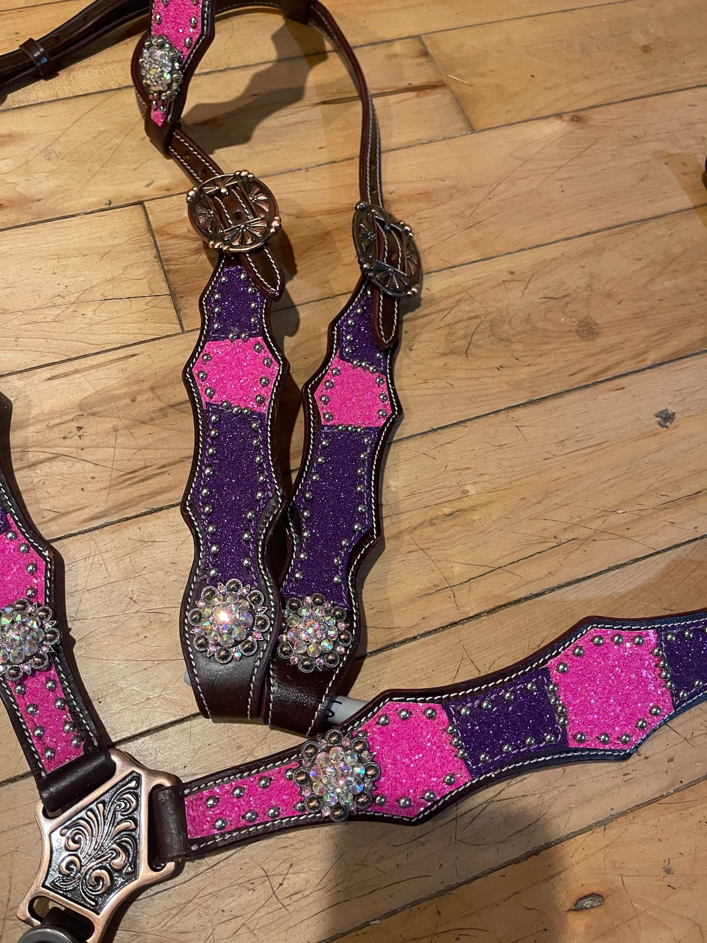 Made to Order Western Tack Set - Purple & Pink Glitter (BHT037)