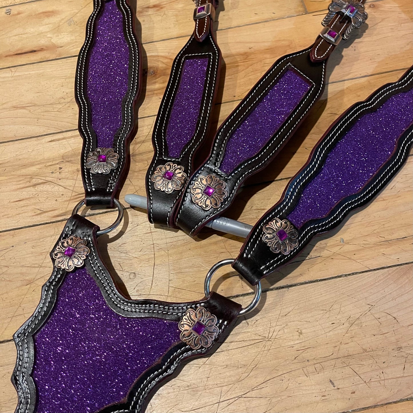 Made to Order Western Tack Set - Purple Glitter, Gladiator (BHT031)