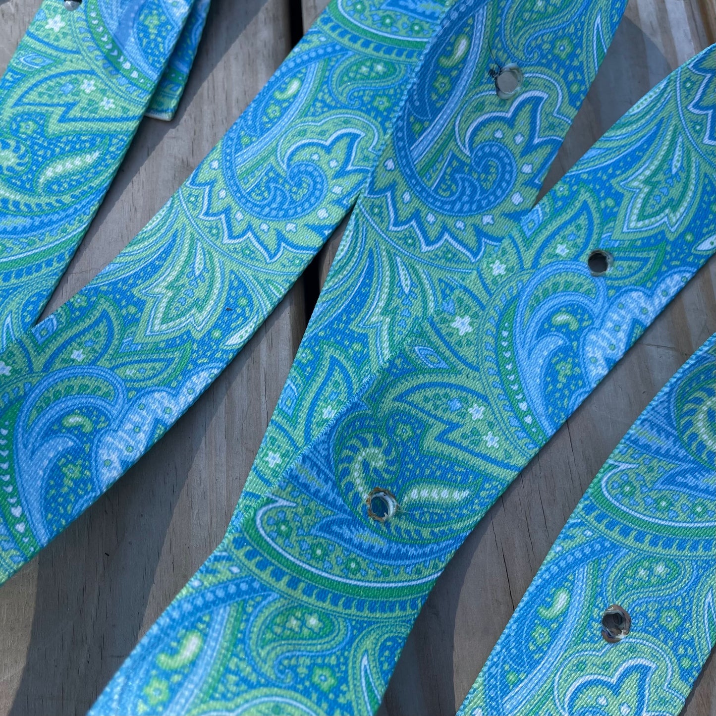 Latigo & Off Billet Set - Green & Blue Pattern