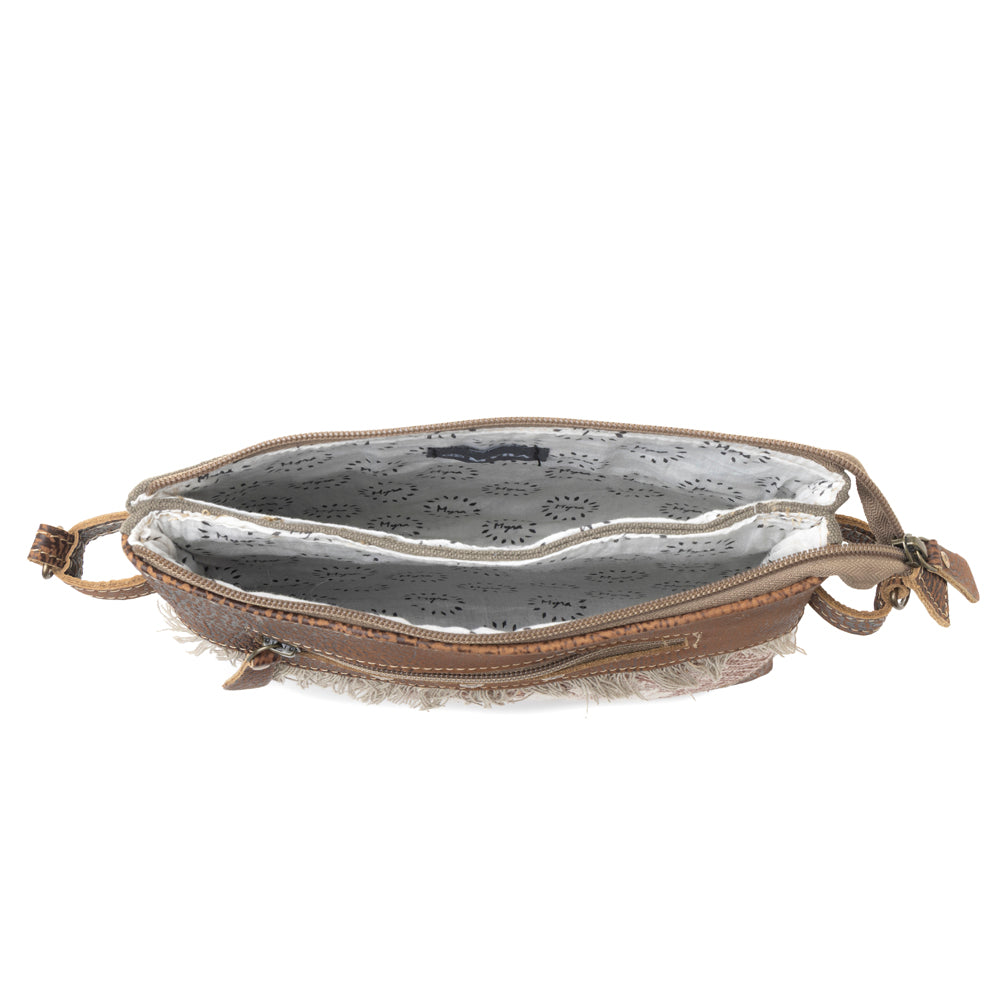 Myra Inkwild Vintage Crossbody Bag for Women in rust with fringe detail