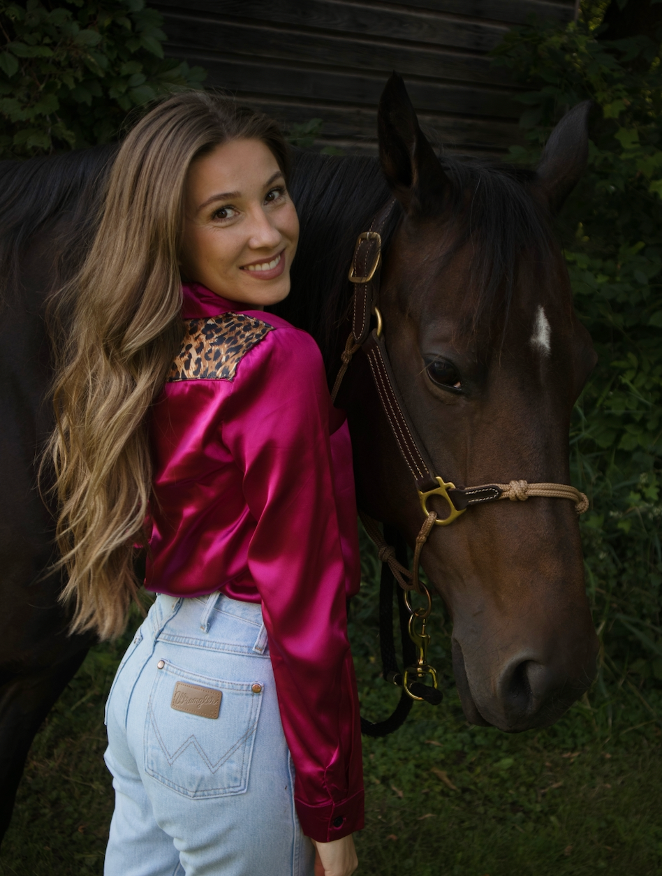 Leopard Hot Pink Satin Rodeo Shirt