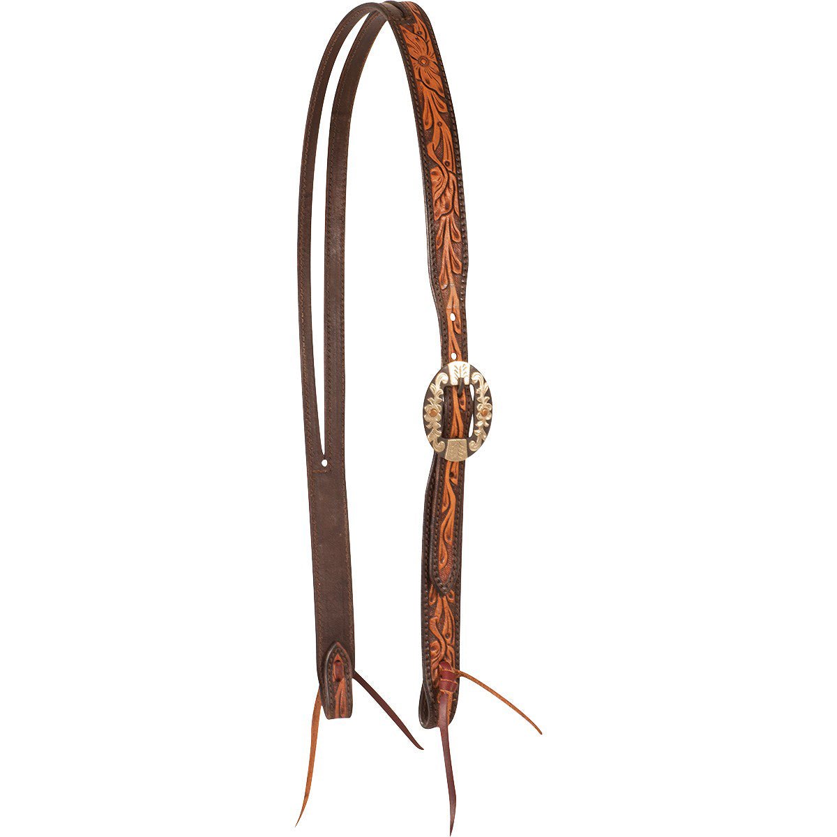 Cashel Two-Toned Floral Tooled Leather Split Ear Headstall