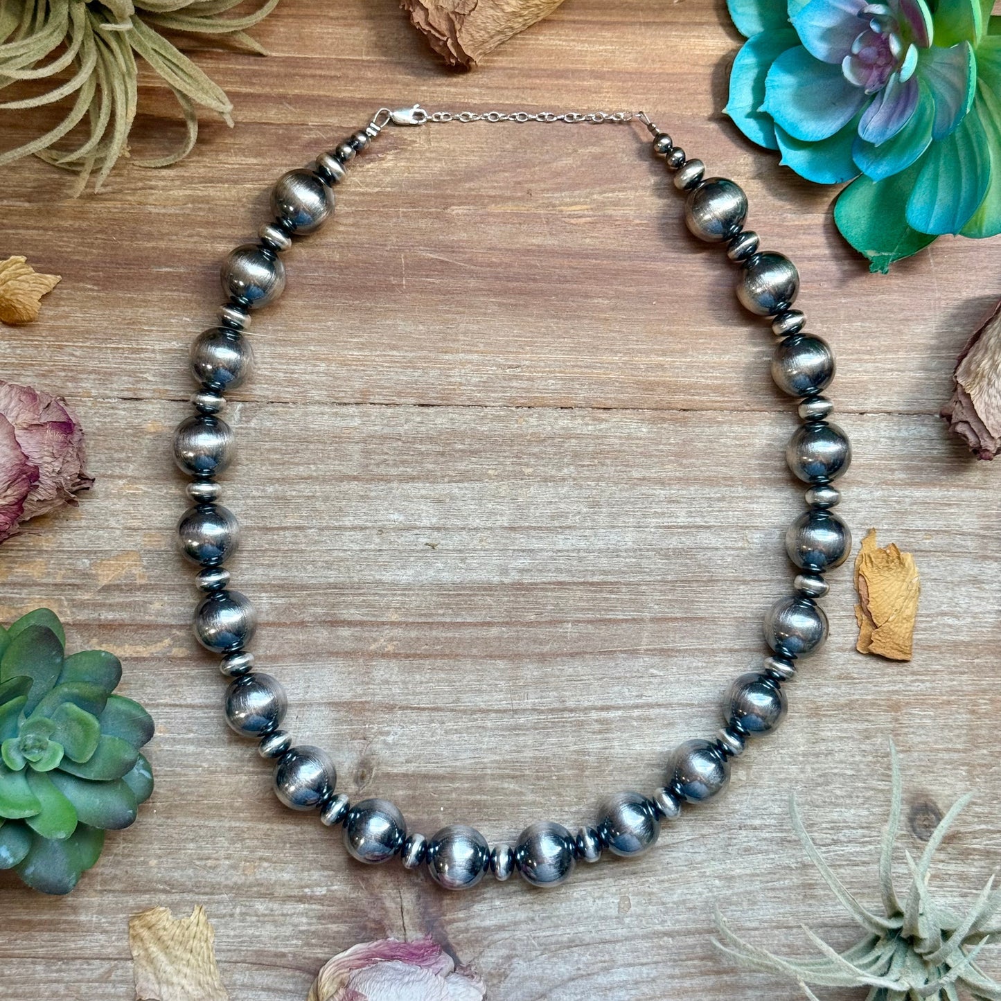 16mm Graduated Sterling Silver Pearl Statement Necklace