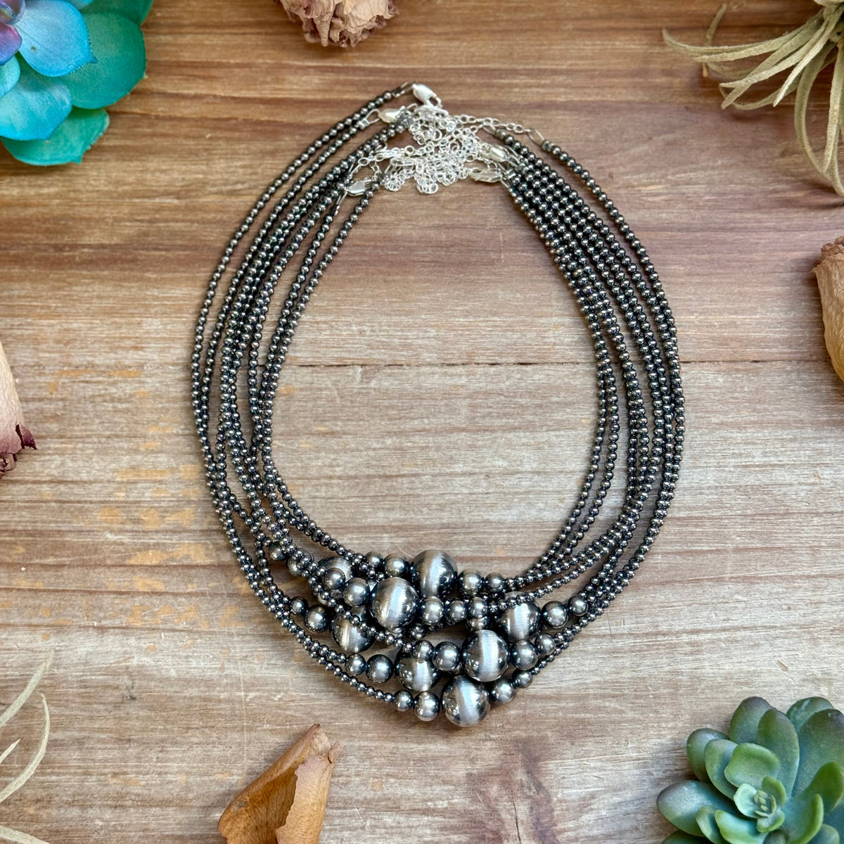 15-Inch 14mm Middle Sterling Silver Pearl Necklace