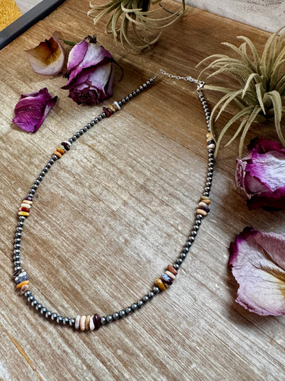 Nevada Opal Nugget Necklace – Sterling Silver Pearls – Handmade by The Bijoux FAB – 19"