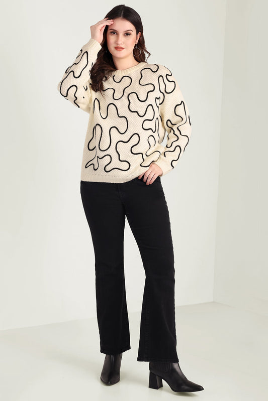 Twist of West Knitted Sweater in Canyon White
