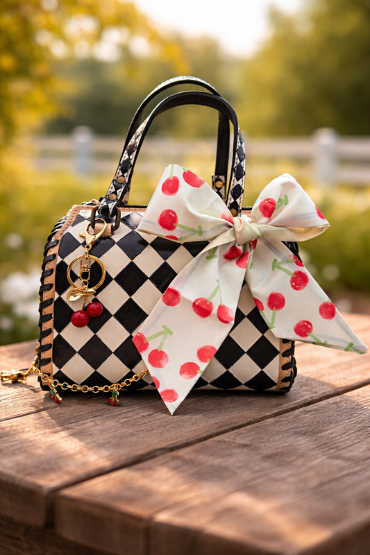 Neon Spur “Cherry on Top” Checkered Speedy Mini Bag