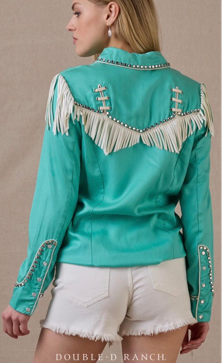 Double D Ranch Rodeo and Rhinestones Long Sleeve Pearl Snap Western Blouse
