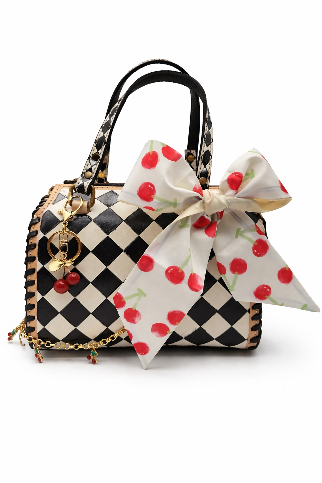 Neon Spur “Cherry on Top” Checkered Speedy Mini Bag