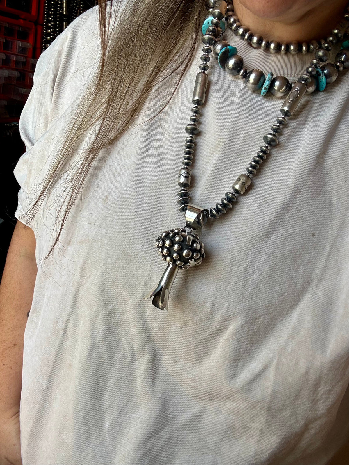 Giant Blossom Pendant – Sterling Silver – Native Made