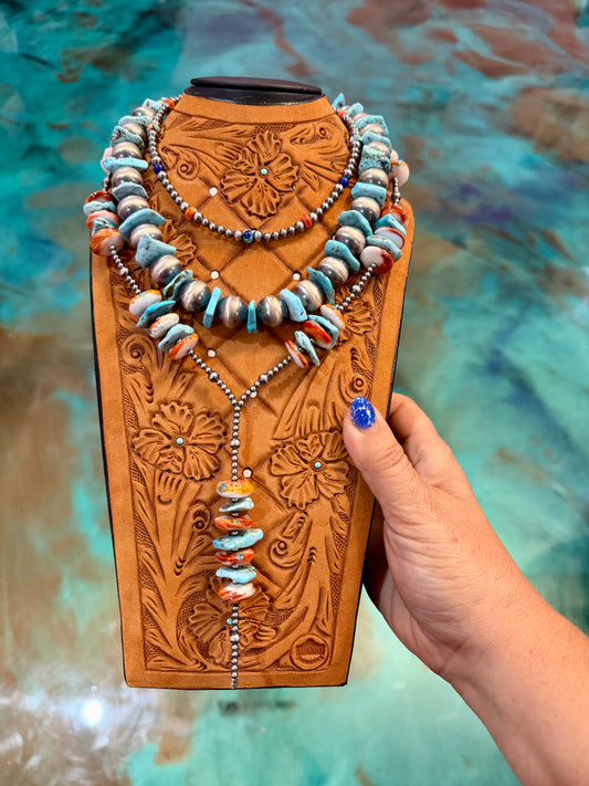 Jaci Blue Turquoise, Spiny Oyster, Lapis & Sterling Silver Pearl Necklace — Pick Your Favorite