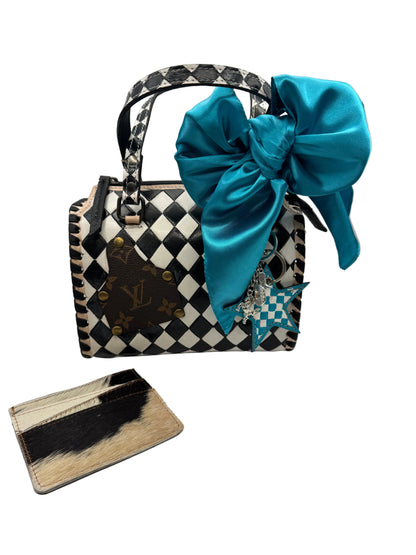 Upcycled LV Black & White Western Checkered Speedy Bag