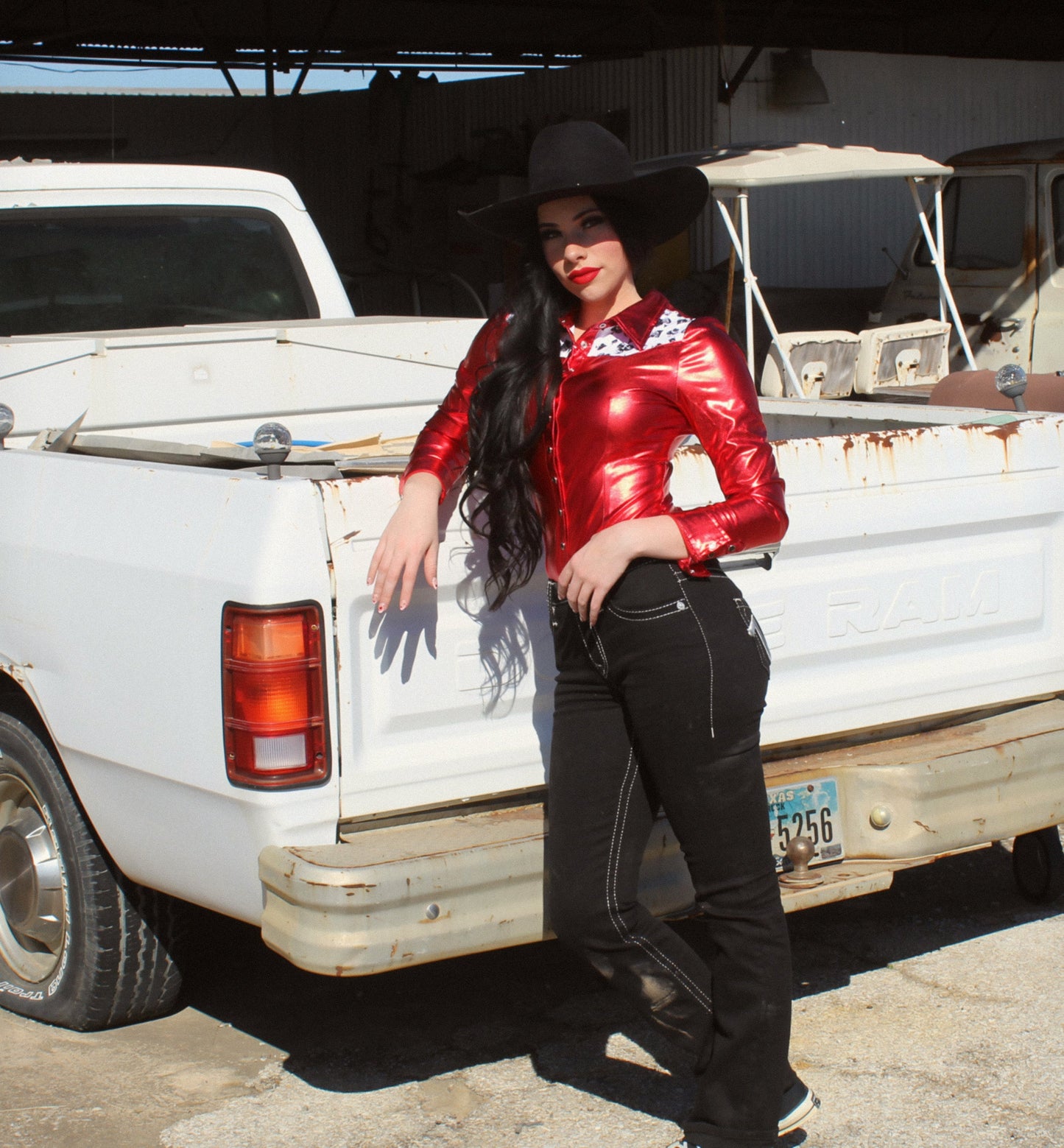 High Stakes Ruby Red Metallic Pearl Snap Rodeo Shirt