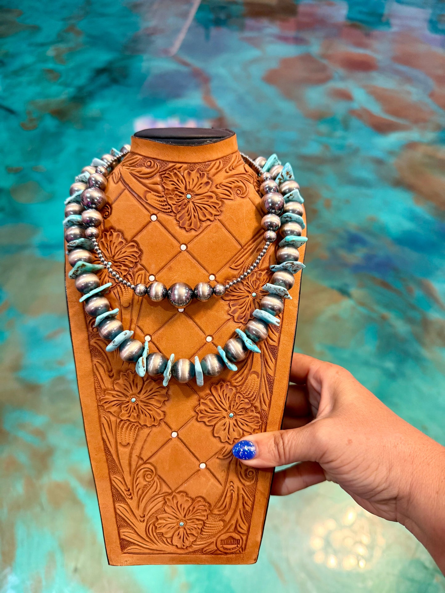Jaci Chunky Turquoise & Sterling Silver Pearl Necklace — Pick Your Favorite