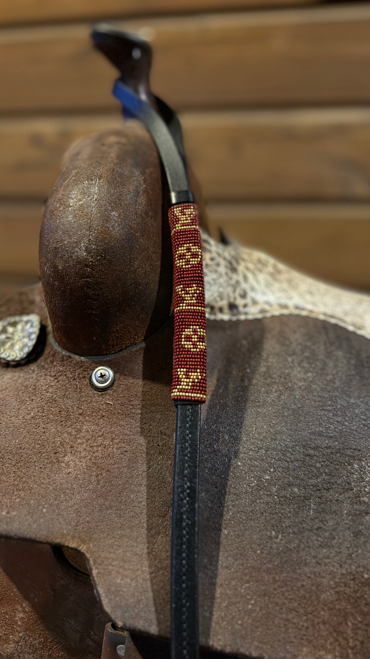 Beaded Over and Under Whip (Black Leather)
