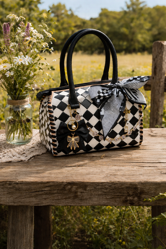 Midnight Rodeo Checkered Leather Speedy Handbag