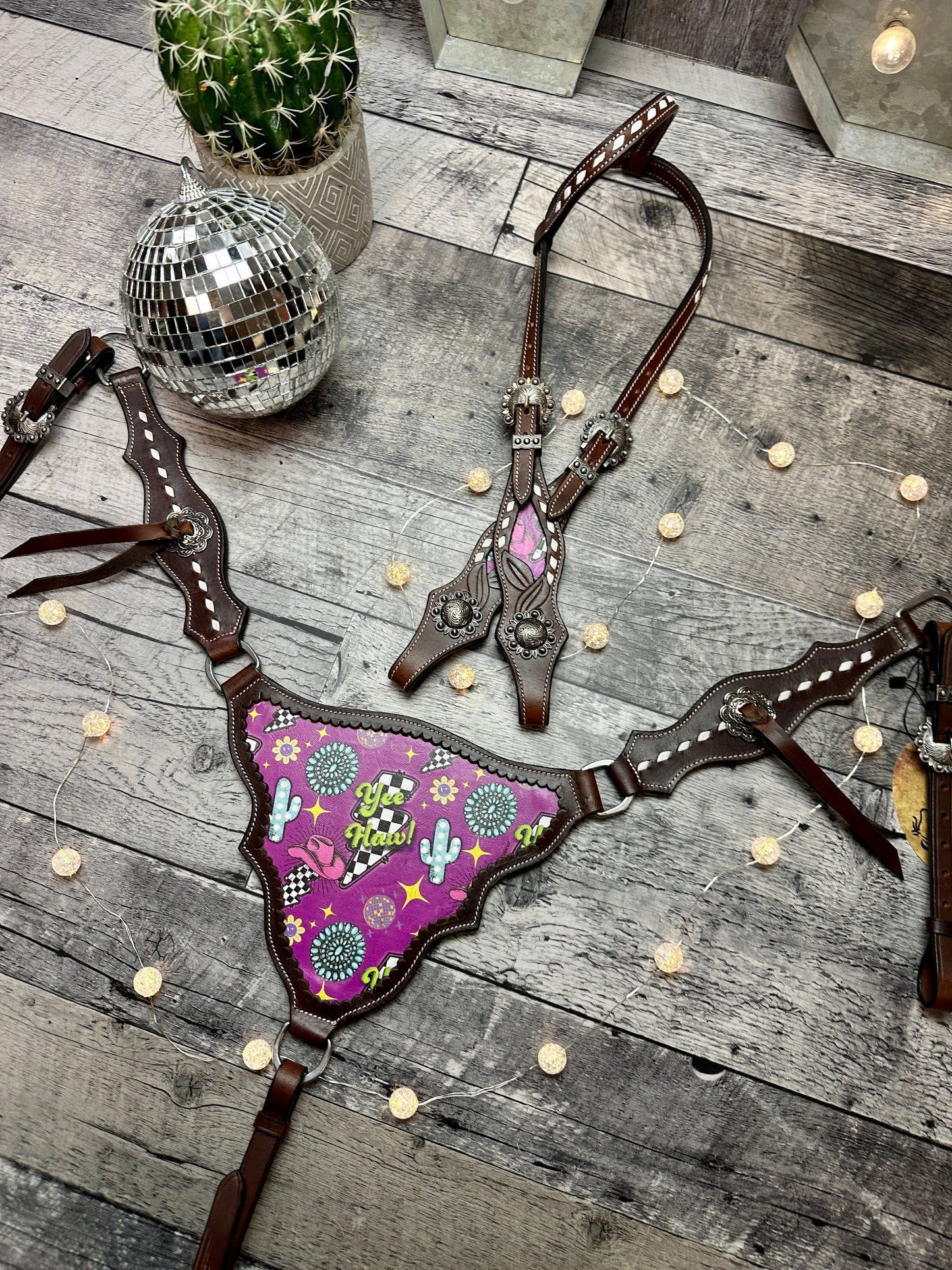 Neon Yeehaw Headstall and Breast Collar Set
