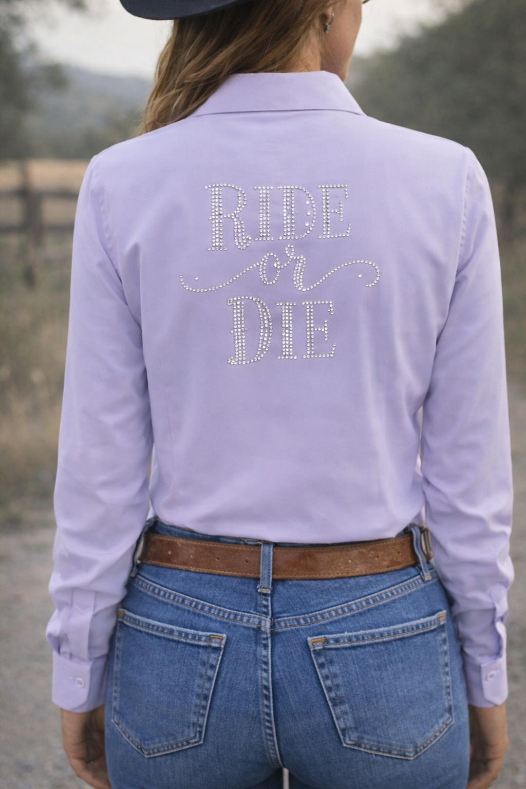Ride Or Die Button Up 4 Way Stretch Rodeo Shirt -Lavender