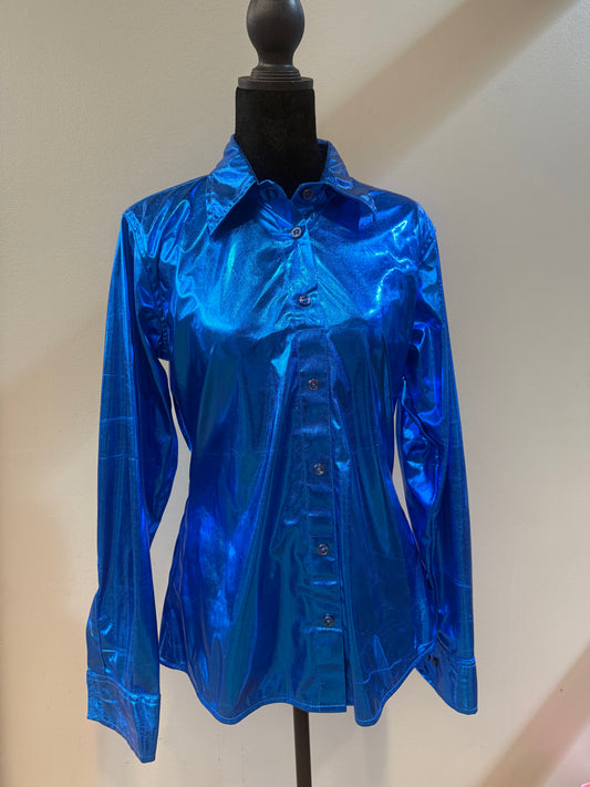 Buckin’ Bling Tack™️ Peacock Blue Rodeo Shirt