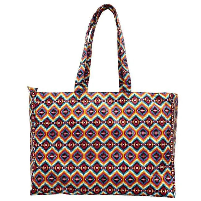 Bright Pink Southwest Nylon Travel Tote
