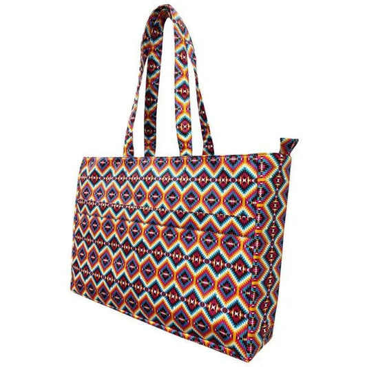 Bright Pink Southwest Nylon Travel Tote