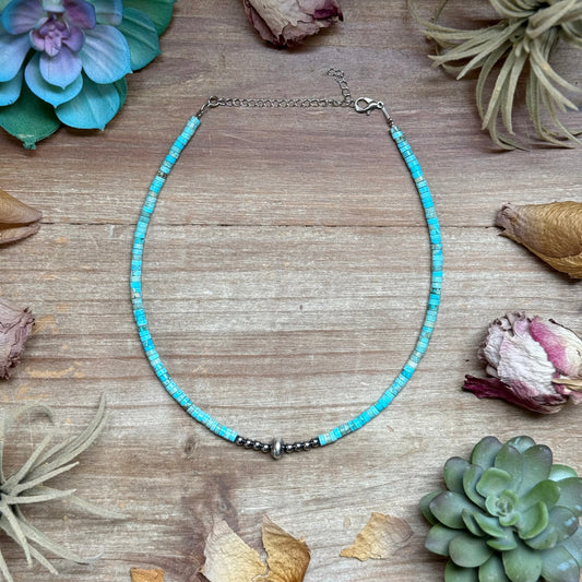 Variscite Heishi Necklace – 15" Best seller