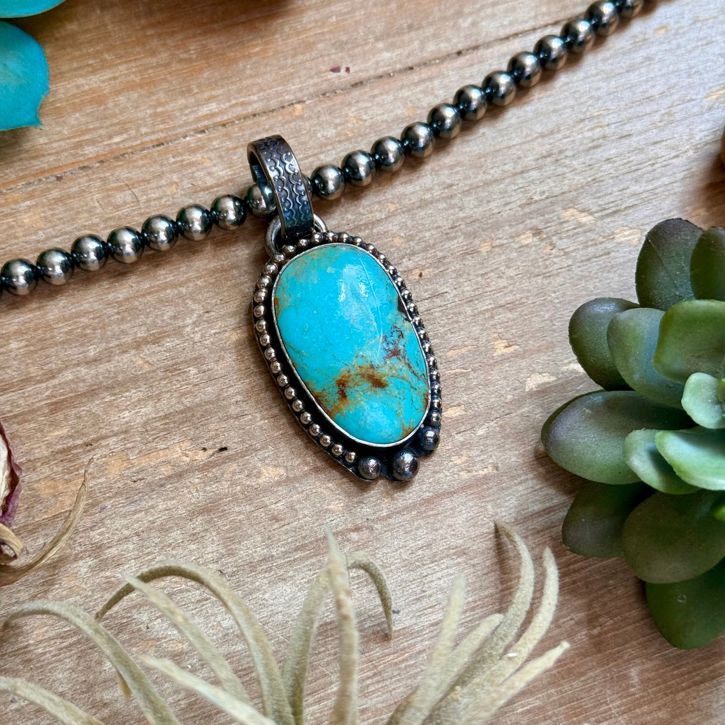 MJ Pendant - Copper & Sterling Silver Turquoise Pendant