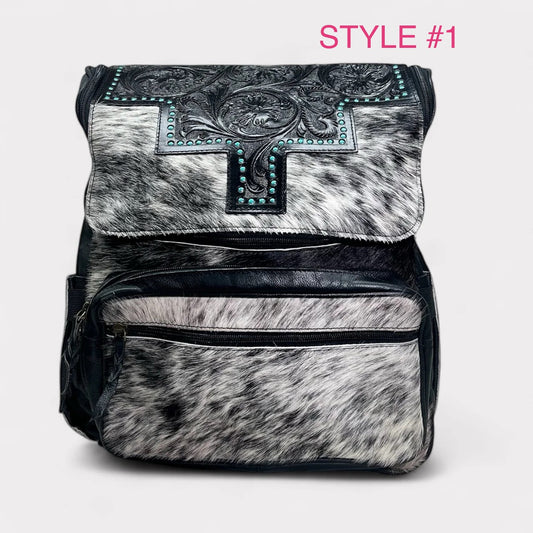 Leather and cowhide backpacks