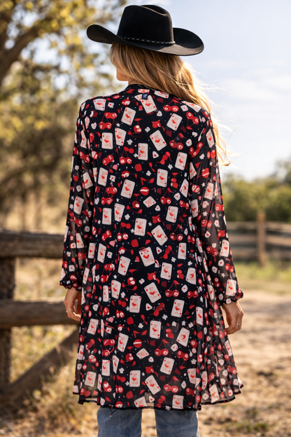 Lady Luck Longline Mesh Cardigan