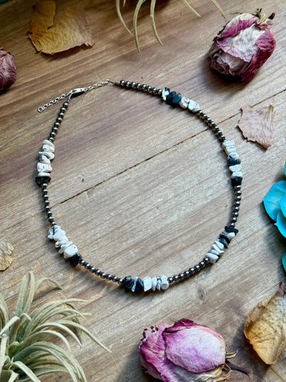 16” White Buffalo Chip Necklace – Sterling Silver