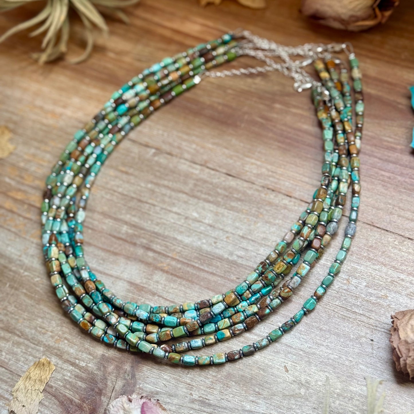 Tube Turquoise & Hematite Necklace – 18"