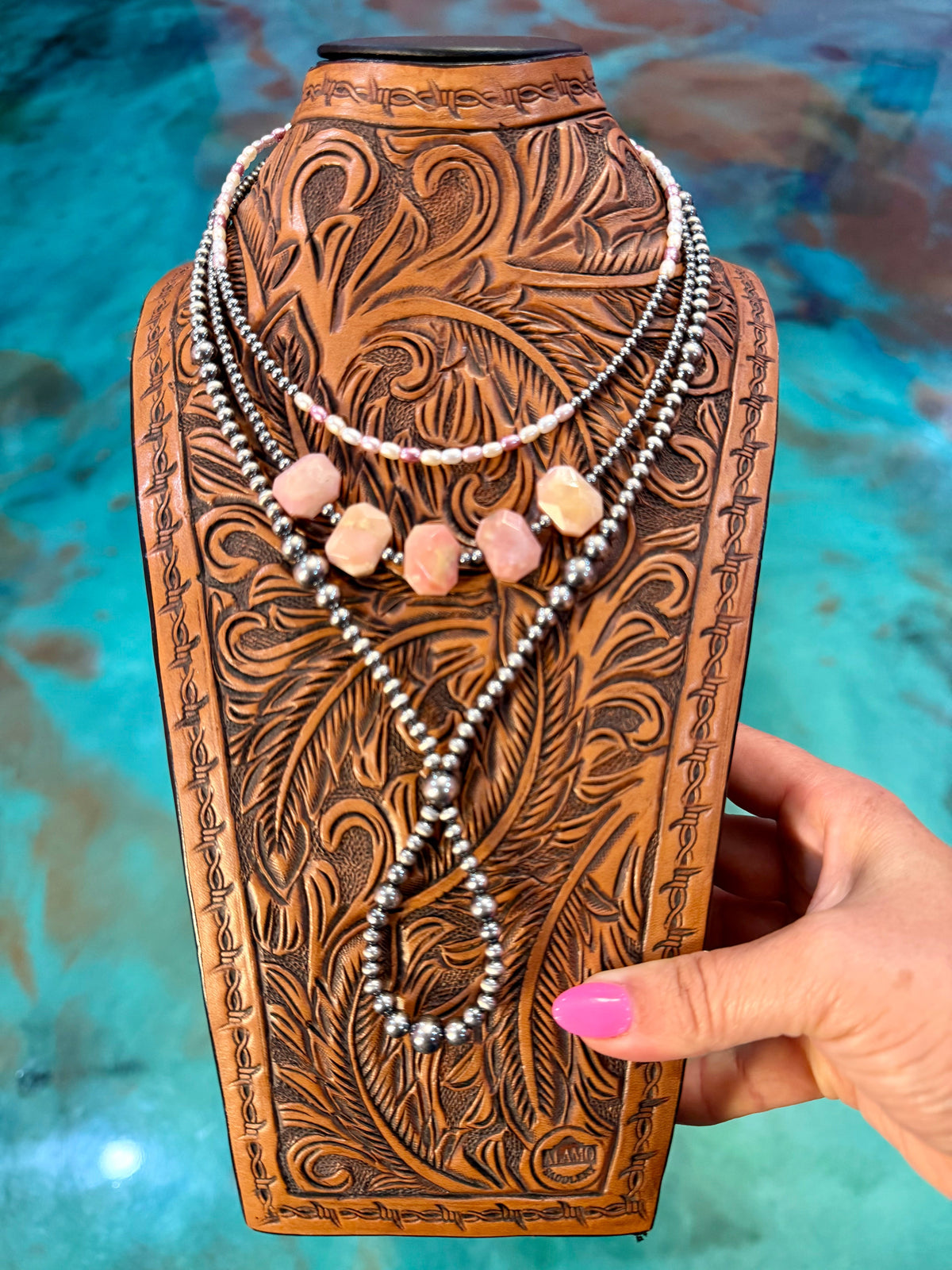 Pink Pearl, Pink Opal & Sterling Silver 3-Piece Necklace Pick Your Favorite