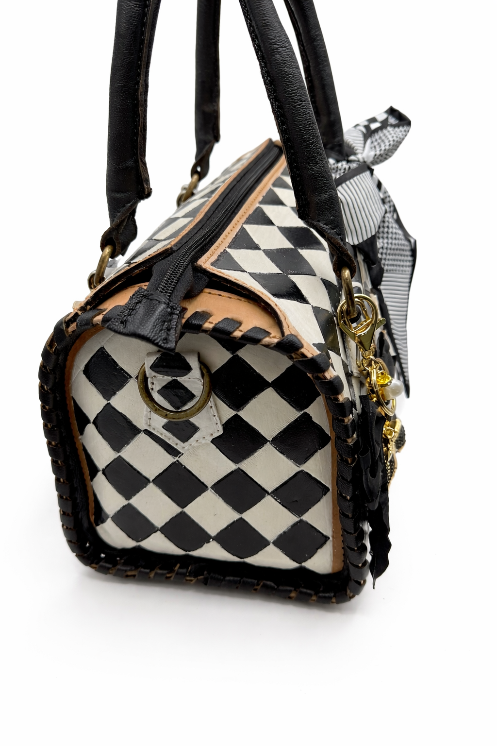 Midnight Rodeo Checkered Leather Speedy Handbag