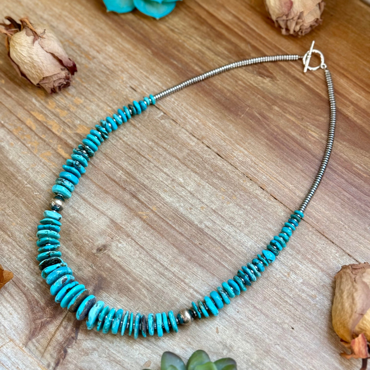 22-Inch Graduated Icy Blue Turquoise Necklace