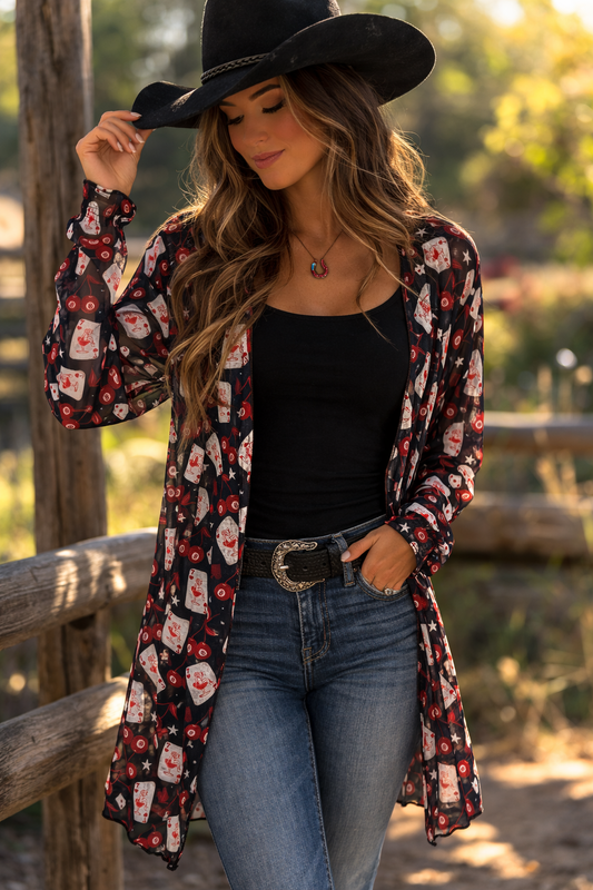 Lady Luck Longline Mesh Cardigan