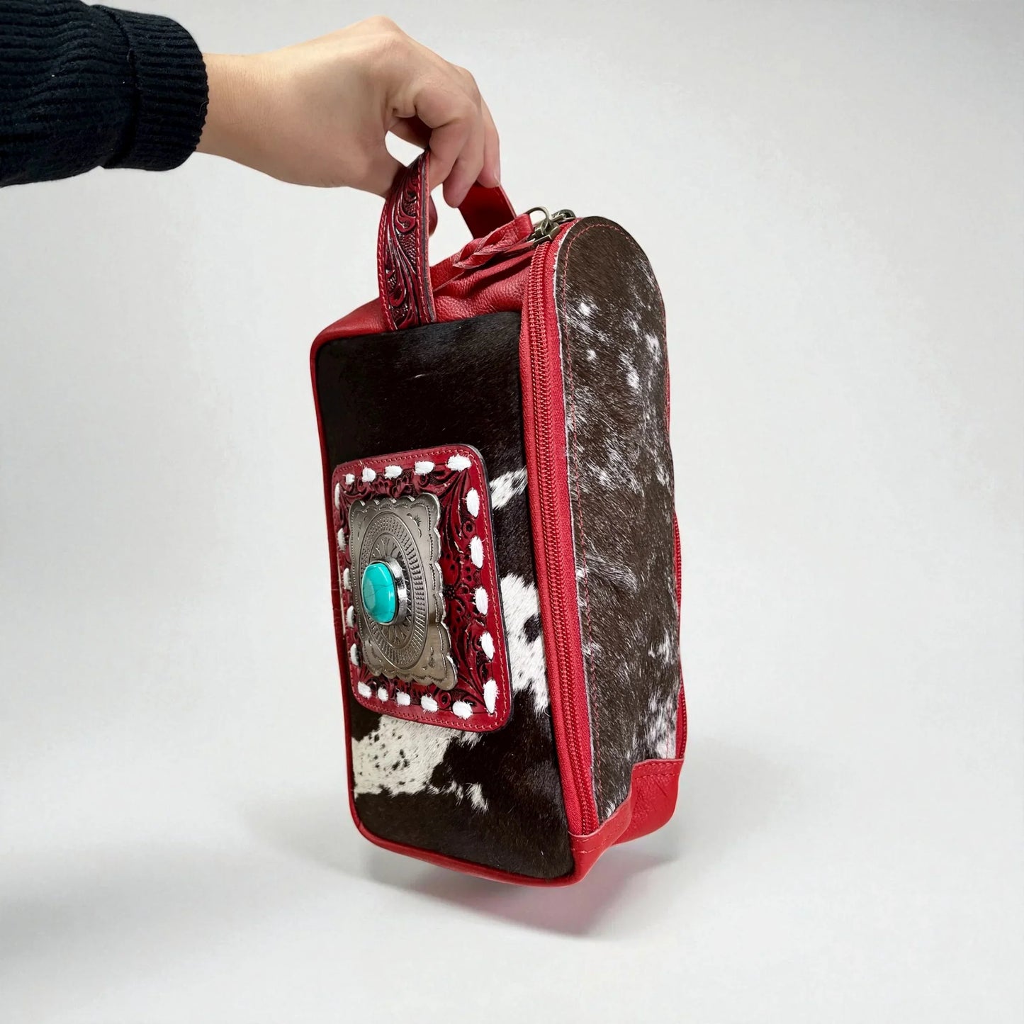 Leather and cowhide makeup bags