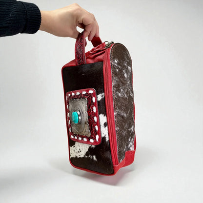 Leather and cowhide makeup bags